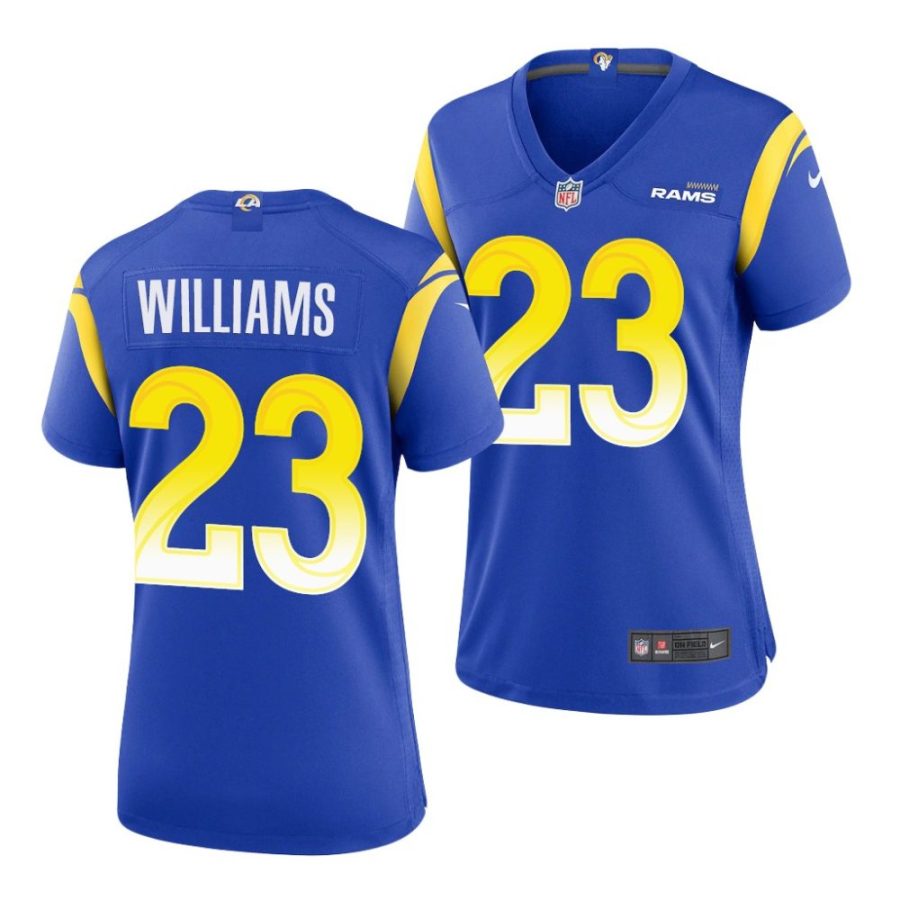 kyren williams los angeles rams 2022 nfl draft game women royal jersey scaled