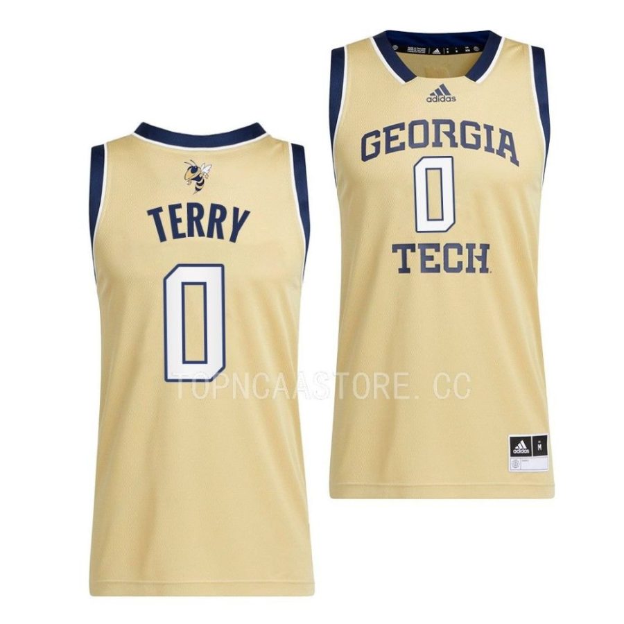 lance terry georgia tech yellow jackets 2022 23swingman basketball beige jersey scaled