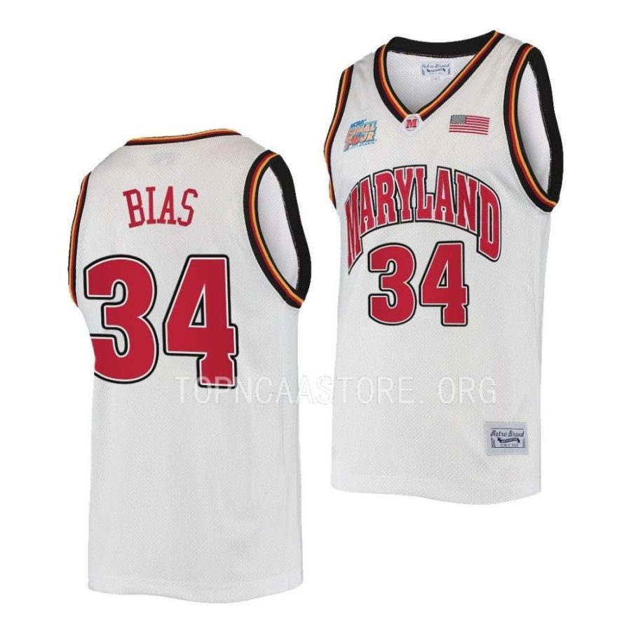 len bias maryland terrapins classic commemorative retro final 4white jersey scaled