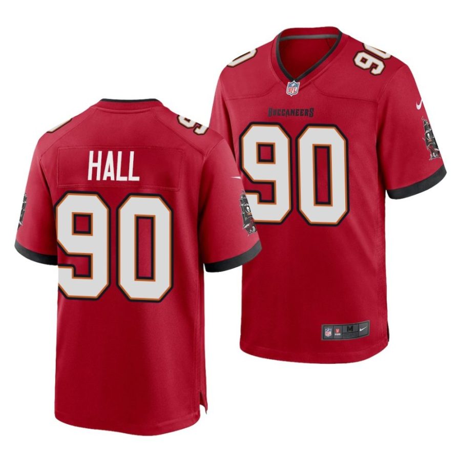 logan hall tampa bay buccaneers 2022 nfl draft game men red jersey scaled