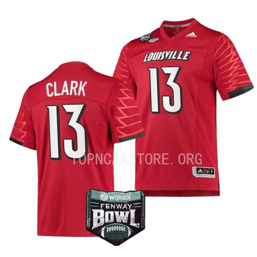 louisville cardinals kei'trel clark red 2022 fenway bowl premier football jersey scaled