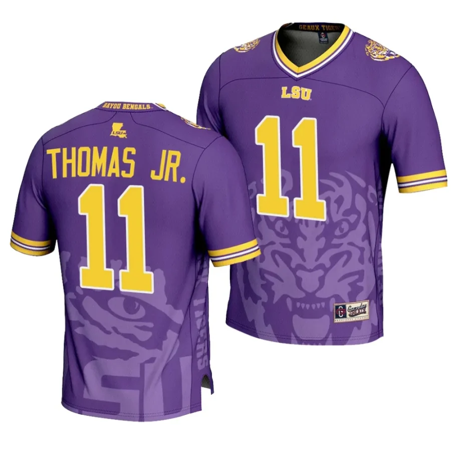 lsu tigers brian thomas jr. purple icon print football fashion jersey scaled