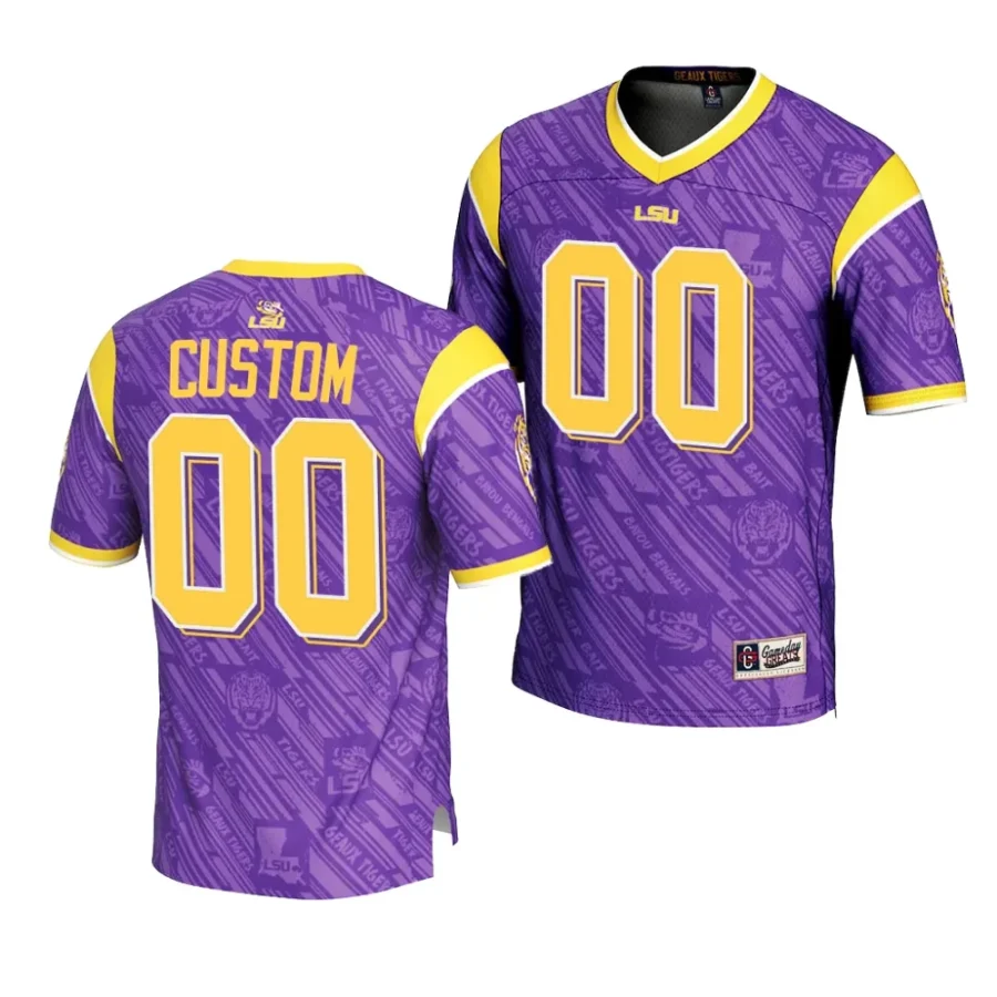 lsu tigers custom purple highlight print football fashion jersey scaled