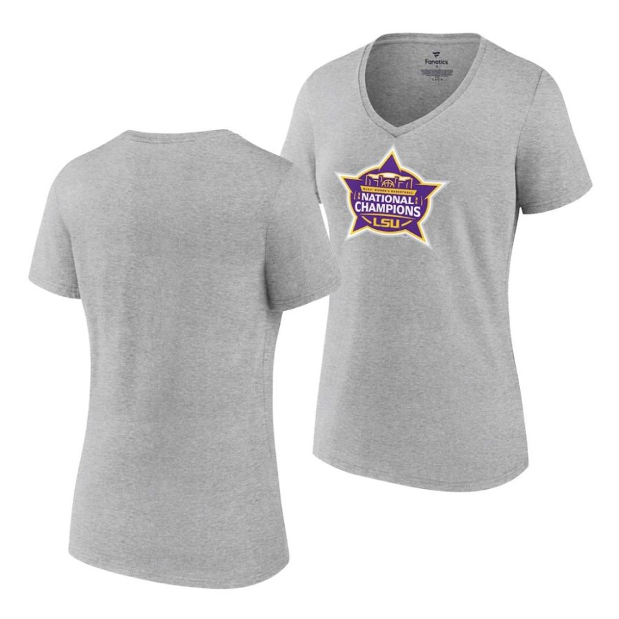 lsu tigers gray 2023 ncaa womens basketball national champions v neck women t shirt scaled