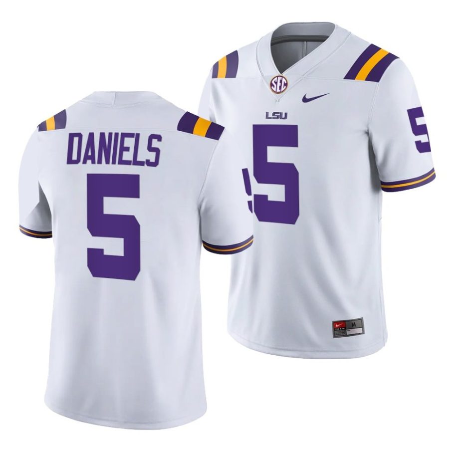 lsu tigers jayden daniels white college football 2022 trade jersey scaled