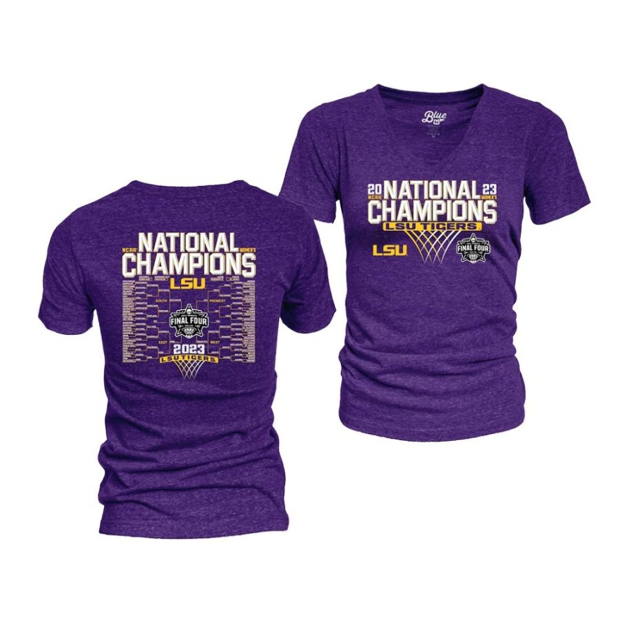 lsu tigers purple 2023 ncaa womens basketball national champions v neck women t shirt scaled