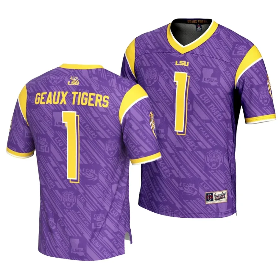 lsu tigers purple highlight print football fashion jersey scaled