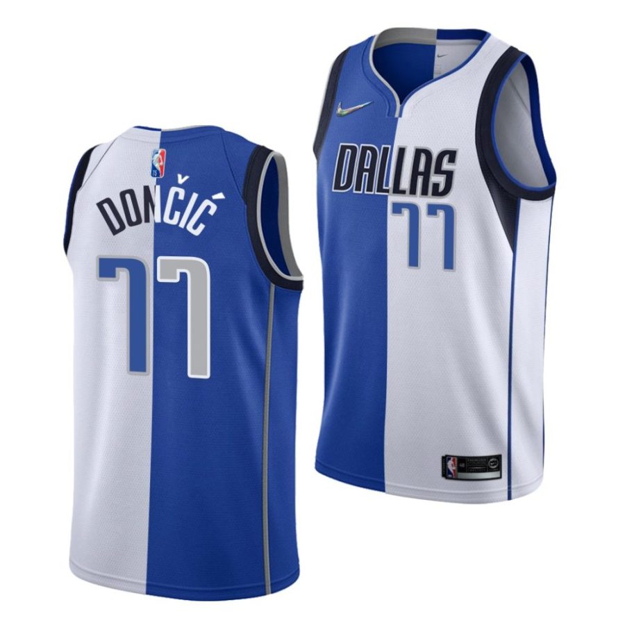 luka doncic white split edition mavericks jersey scaled