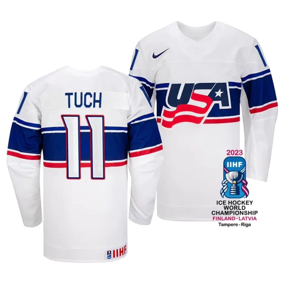 luke tuch white 2023 iihf world championship usa home jersey scaled