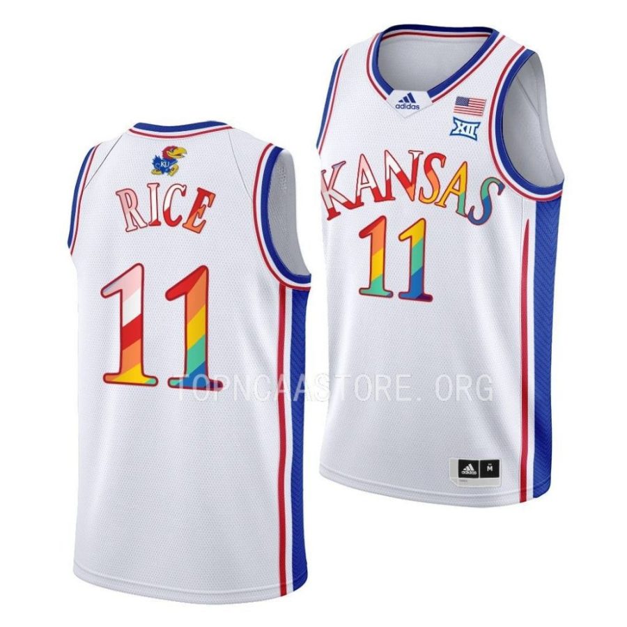 m.j. rice kansas jayhawks 2023 pride basketballwhite jersey scaled