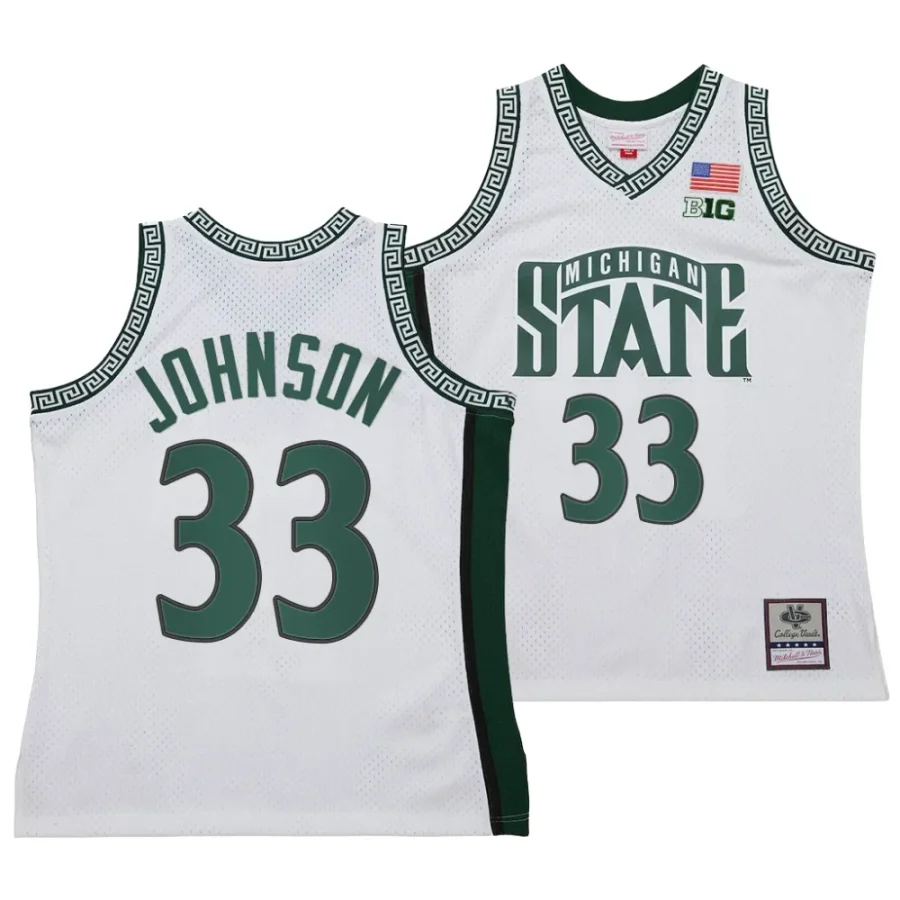 magic johnson white 125th basketball anniversary 1999 throwback fashion jersey scaled