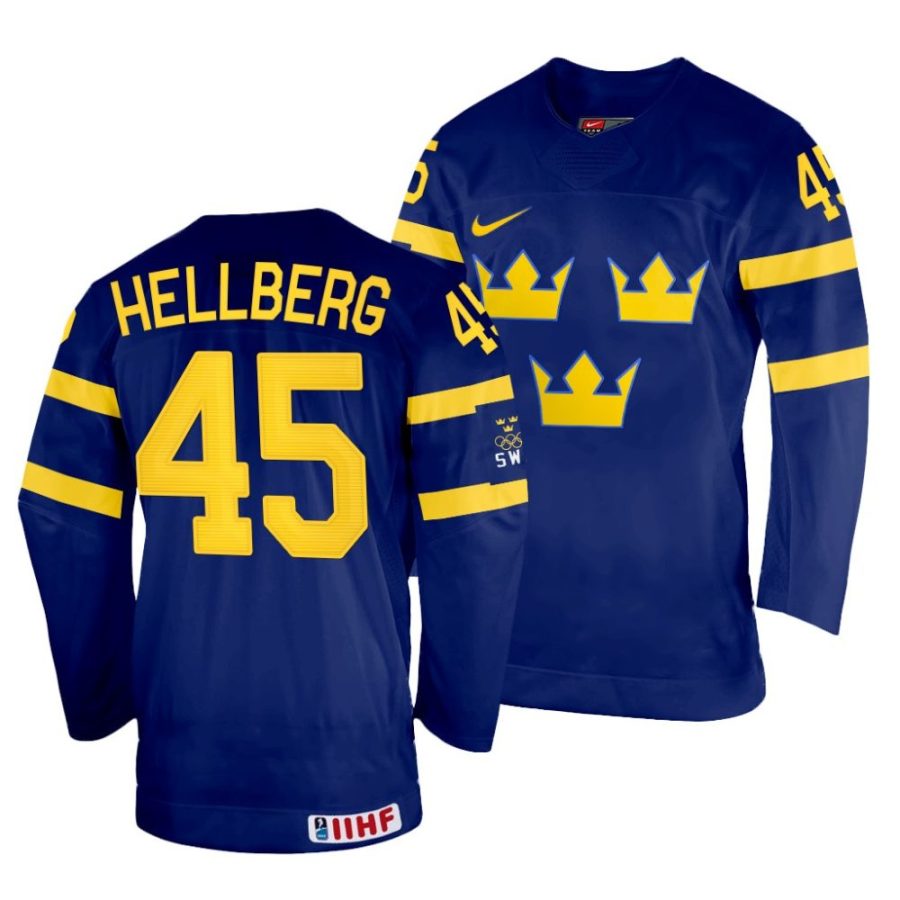 magnus hellberg navy 2022 iihf world championship sweden away jersey scaled