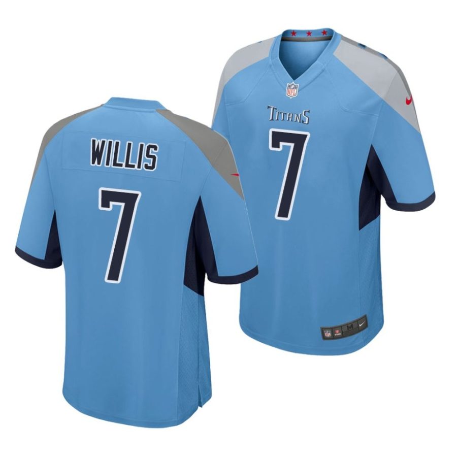 malik willis tennessee titans 2022 nfl draft game men blue jersey scaled