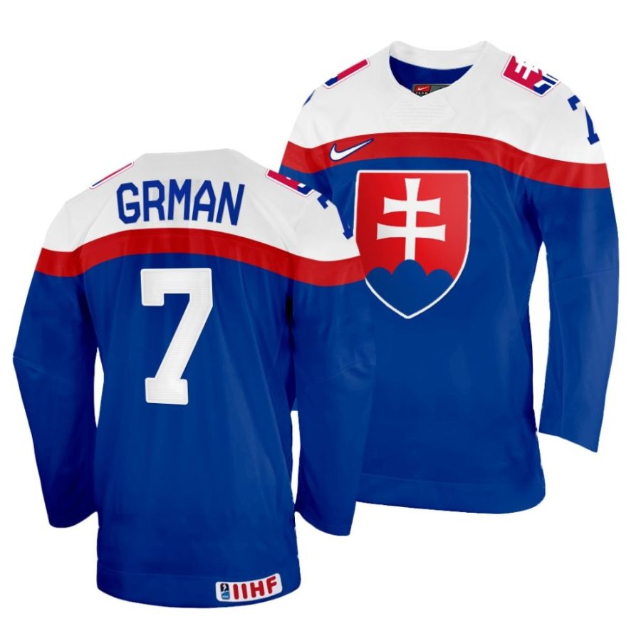 mario grman away 2022 iihf world championship blue jersey scaled