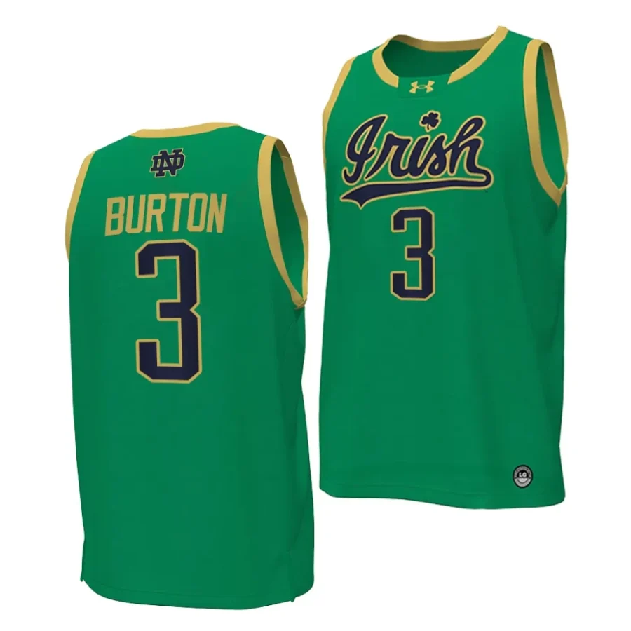 markus burton notre dame fighting irish greenreplica basketball men jersey scaled