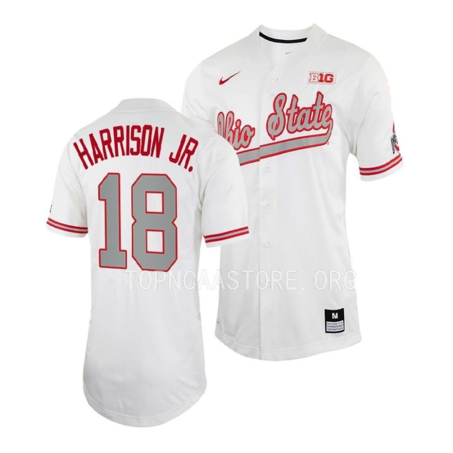 marvin harrison jr. ohio state buckeyes baseball shirt menfull button jersey scaled