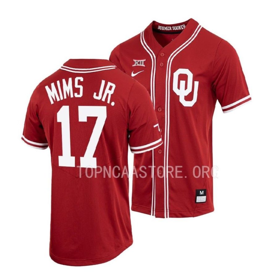 marvin mims jr. oklahoma sooners baseball shirt menfull button jersey scaled