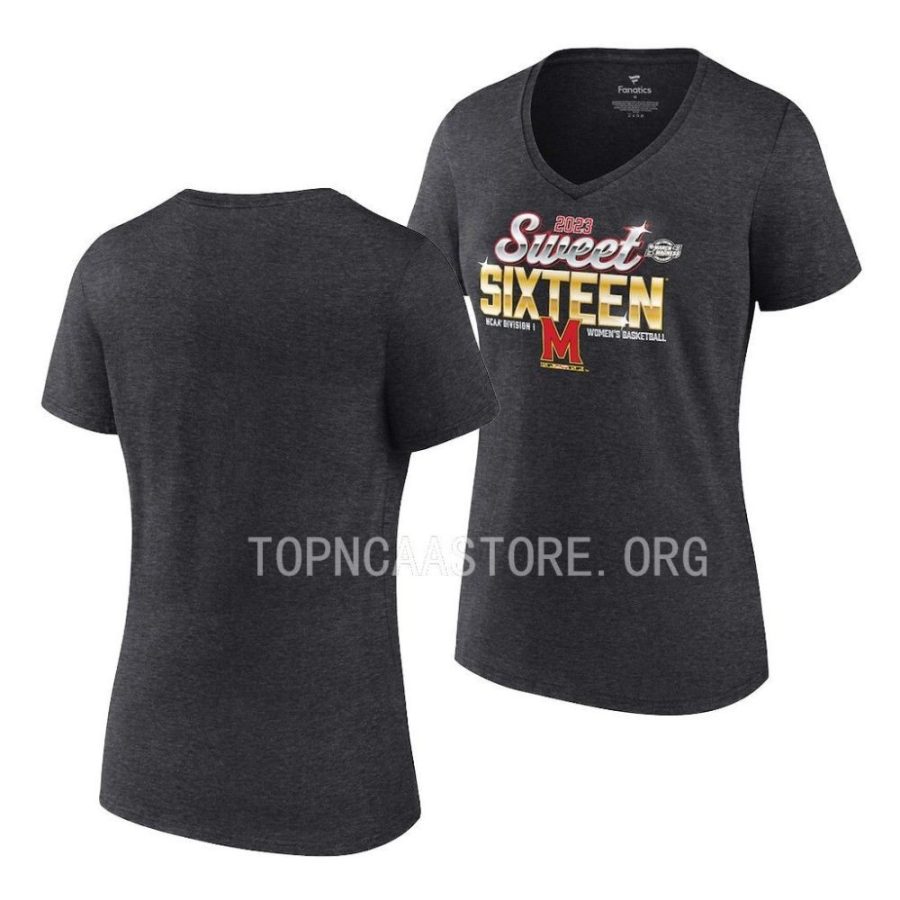 maryland terrapins charcoal 2023 ncaa march madness sweet 16 womens basketball women t shirt scaled