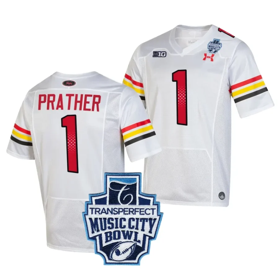 maryland terrapins kaden prather white 2023 music city bowl jersey scaled