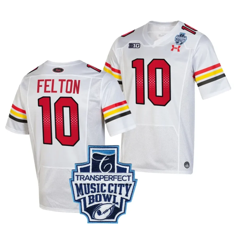 maryland terrapins tai felton white 2023 music city bowl jersey scaled