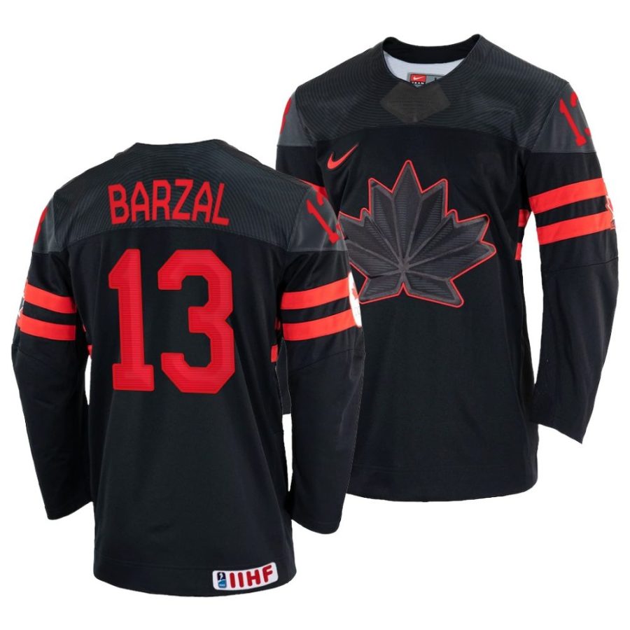 mathew barzal replica 2022 iihf world championship black jersey scaled