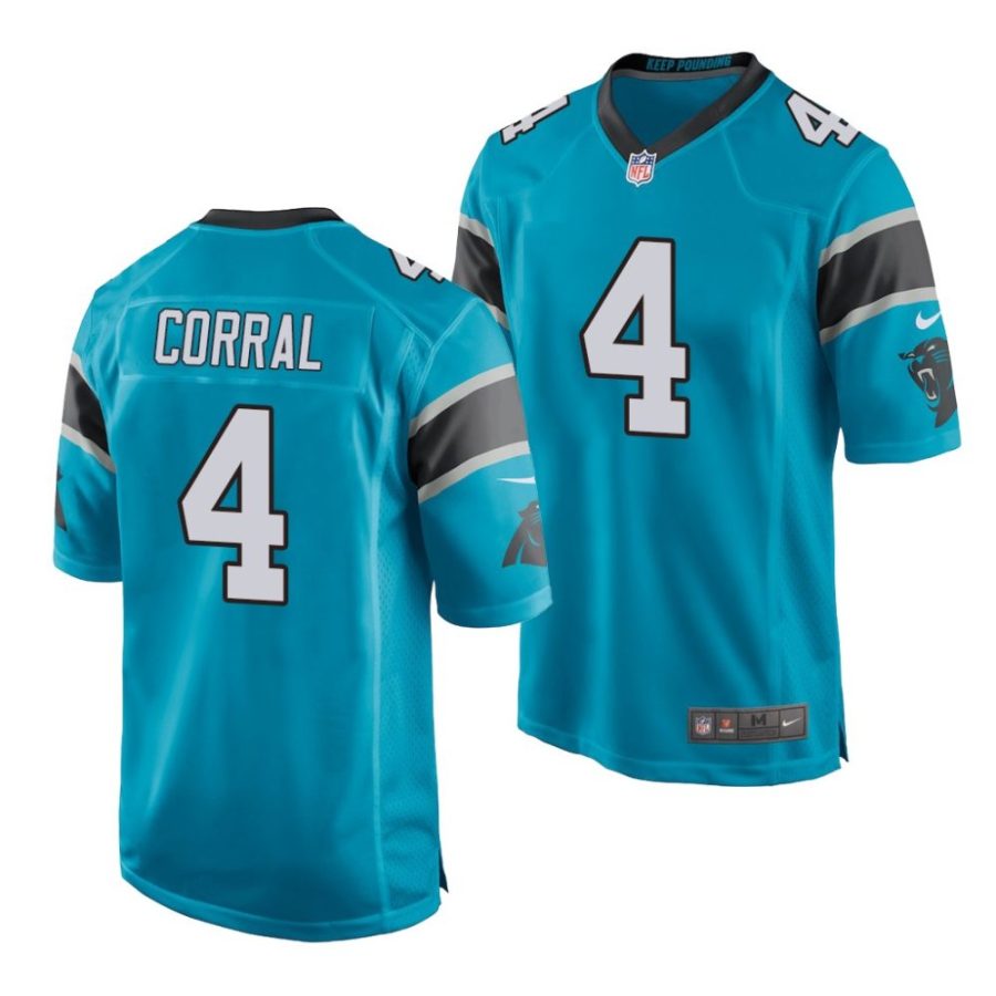 matthew corral carolina panthers 2022 nfl draft game men blue jersey scaled