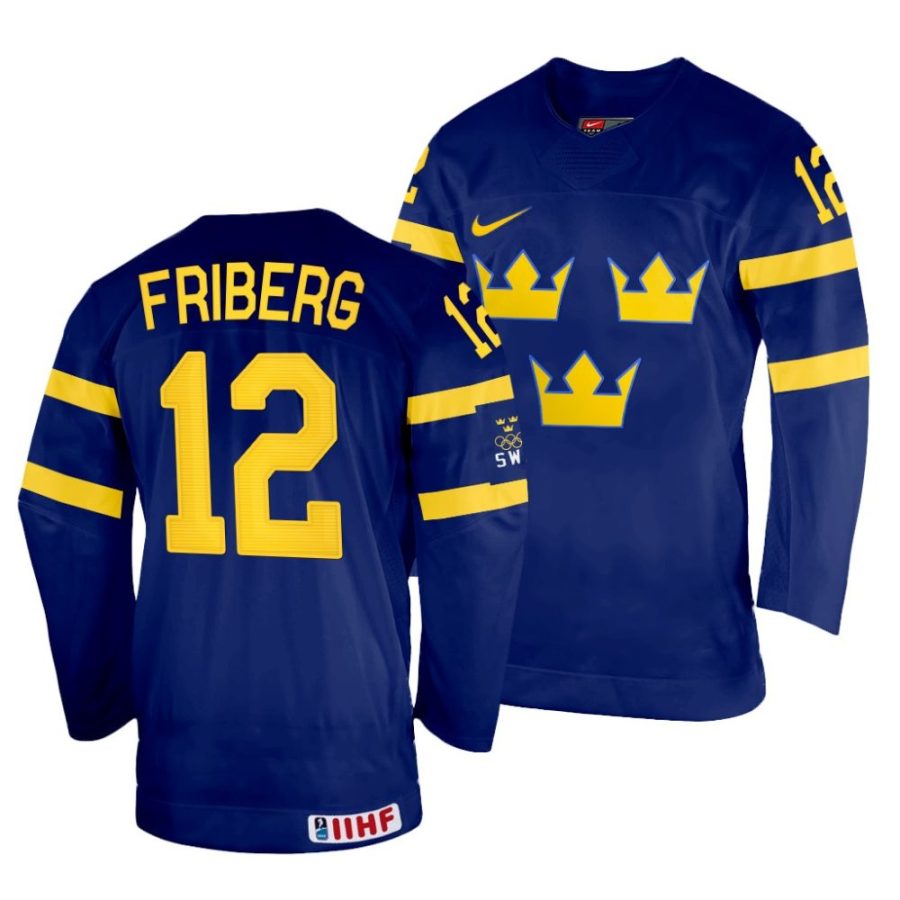 max friberg navy 2022 iihf world championship sweden away jersey scaled