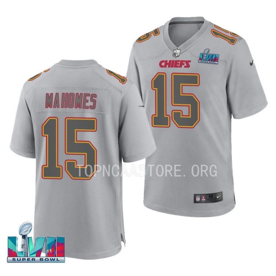 men chiefs patrick mahomes gray super bowl lvii atmosphere fashion jersey scaled