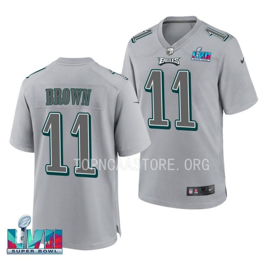 men eagles a.j. brown gray super bowl lvii atmosphere fashion jersey scaled