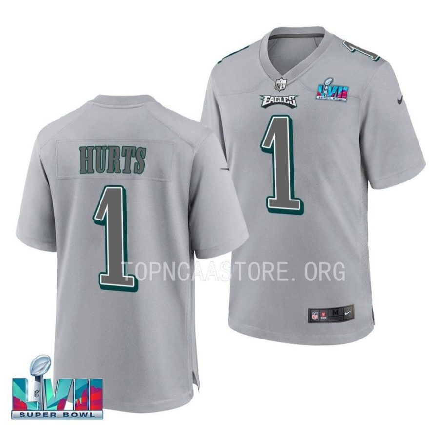 men eagles jalen hurts gray super bowl lvii atmosphere fashion jersey scaled