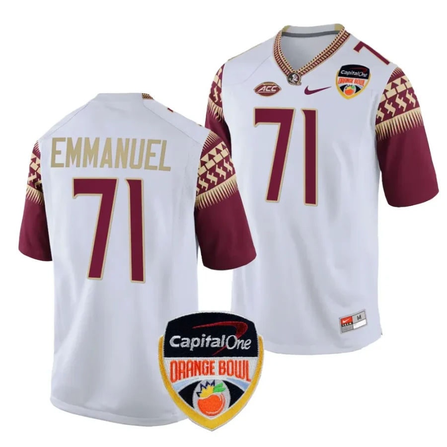 men florida state seminoles d'mitri emmanuel white 2023 orange bowl college football playoff jersey scaled