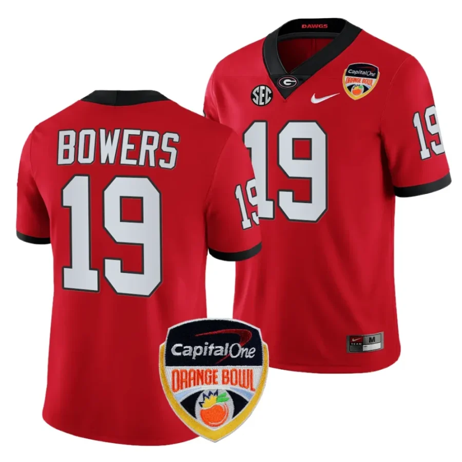 men georgia bulldogs brock bowers red 2023 orange bowl college football playoff jersey scaled