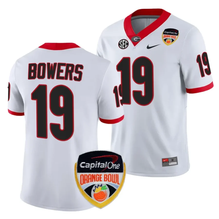 men georgia bulldogs brock bowers white 2023 orange bowl college football playoff jersey scaled