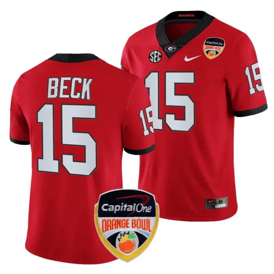 men georgia bulldogs carson beck red 2023 orange bowl college football playoff jersey scaled