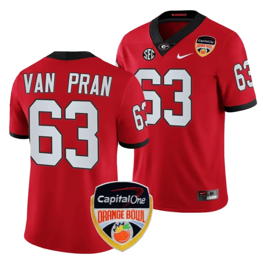 men georgia bulldogs sedrick van pran red 2023 orange bowl college football playoff jersey scaled