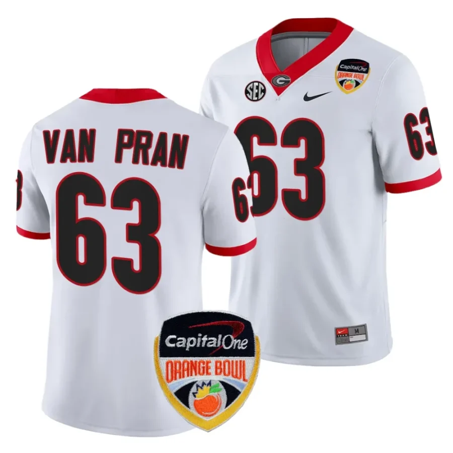 men georgia bulldogs sedrick van pran white 2023 orange bowl college football playoff jersey scaled