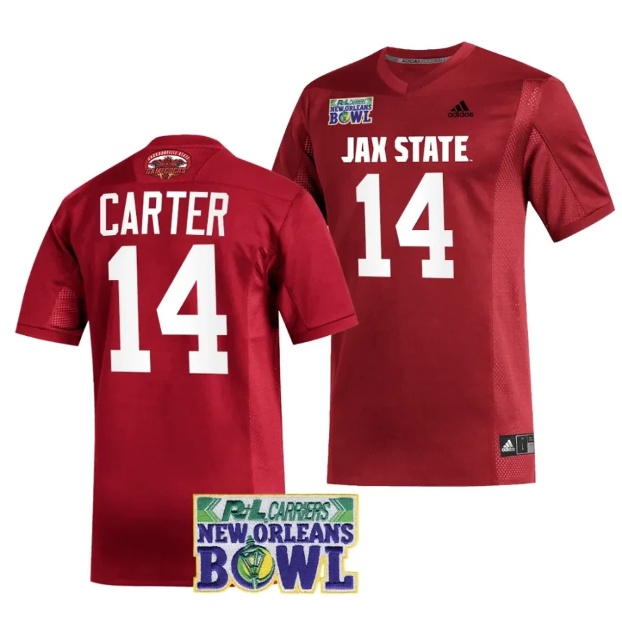 men jacksonville state gamecocks perry carter red 2023 new orleans bowl football jersey scaled