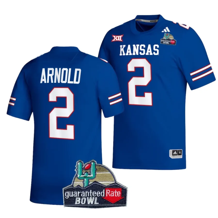 men kansas jayhawks lawrence arnold royal 2023 guaranteed rate bowl champs football jersey scaled