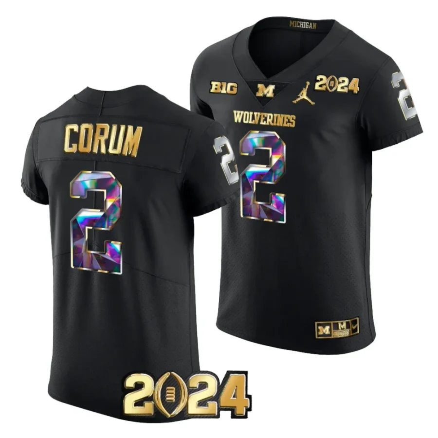 men michigan wolverines blake corum black cfbplayoff 2023 national champions golden diamond jersey scaled