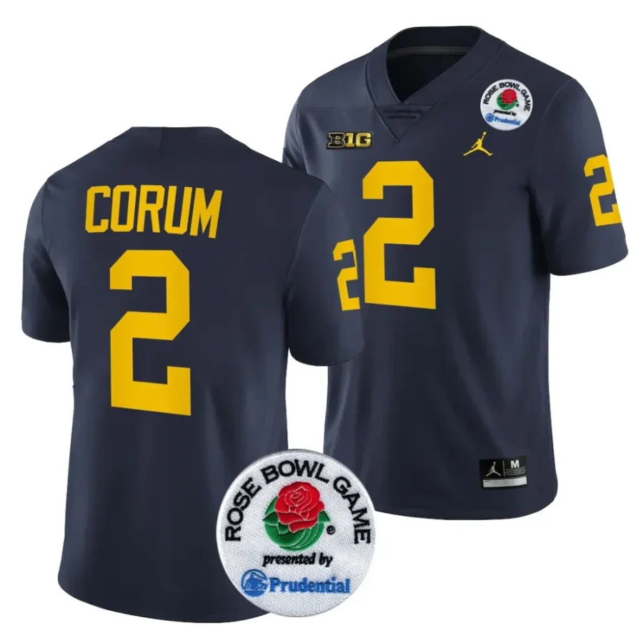 men michigan wolverines blake corum navy 2024 rose bowl college football playoff jersey scaled