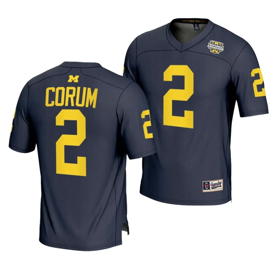 men michigan wolverines blake corum navy cfbplayoff 2023 national champions lightweight fashion jersey scaled