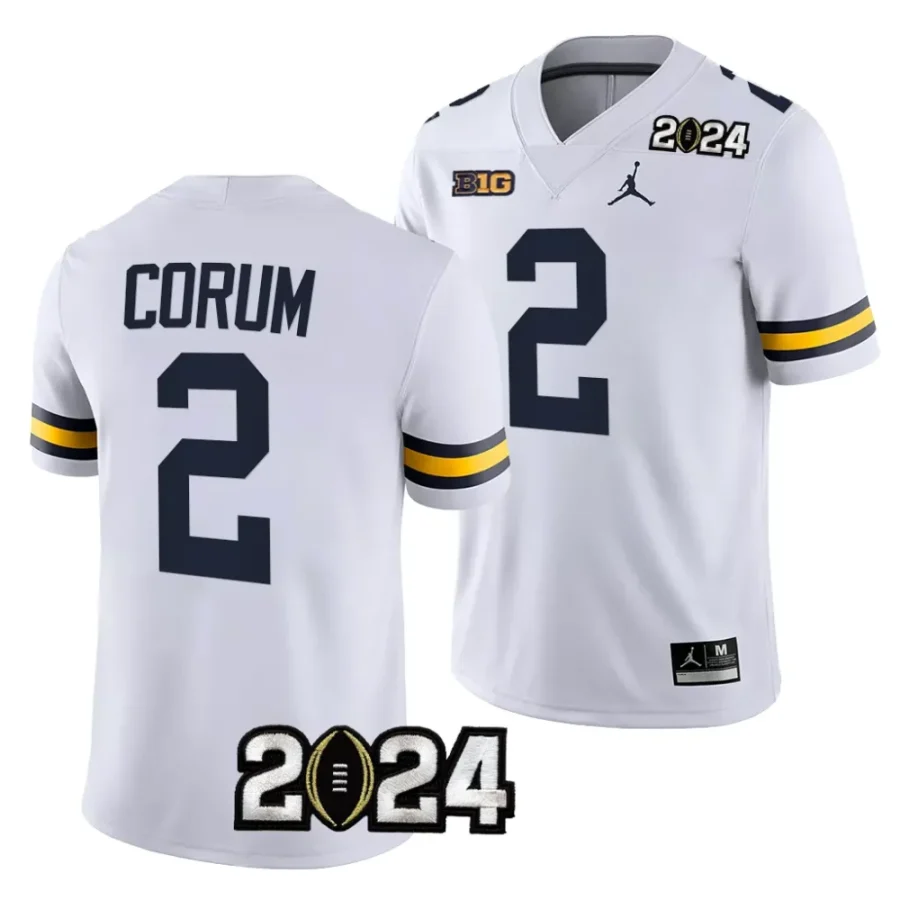 men michigan wolverines blake corum white 2024 college football playoff national championship jersey scaled