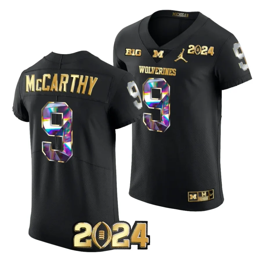 men michigan wolverines j.j. mccarthy black cfbplayoff 2023 national champions golden diamond jersey scaled
