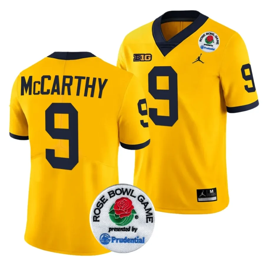 men michigan wolverines j.j. mccarthy maize 2024 rose bowl college football playoff jersey scaled