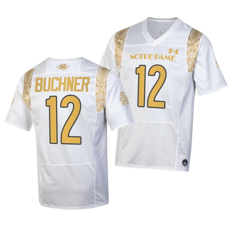 men notre dame fighting irish tyler buchner white 2022 shamrock series replica jersey scaled