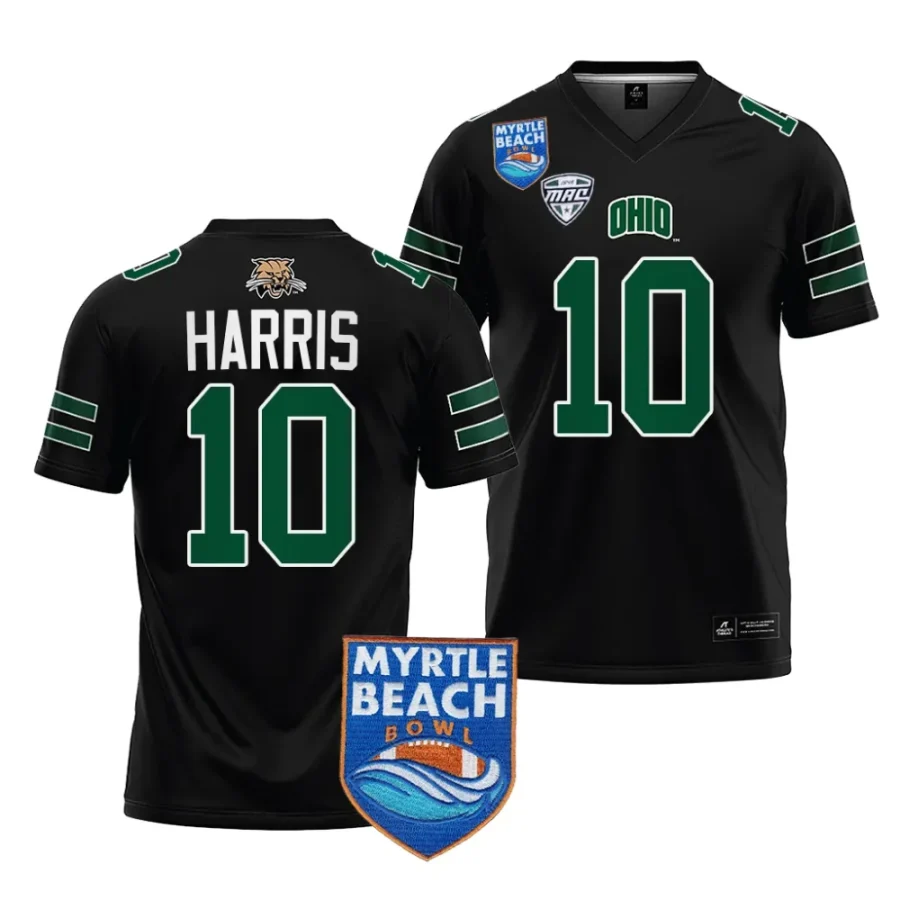 men ohio bobcats cj harris black 2023 myrtle beach bowl jersey scaled