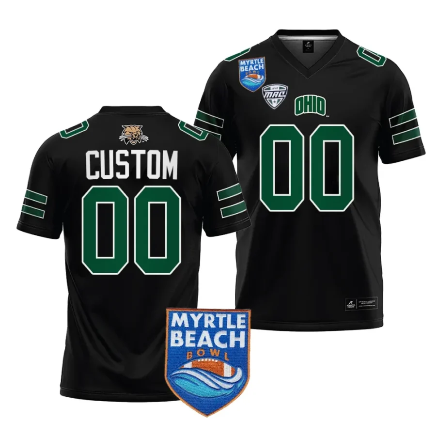 men ohio bobcats custom black 2023 myrtle beach bowl jersey scaled