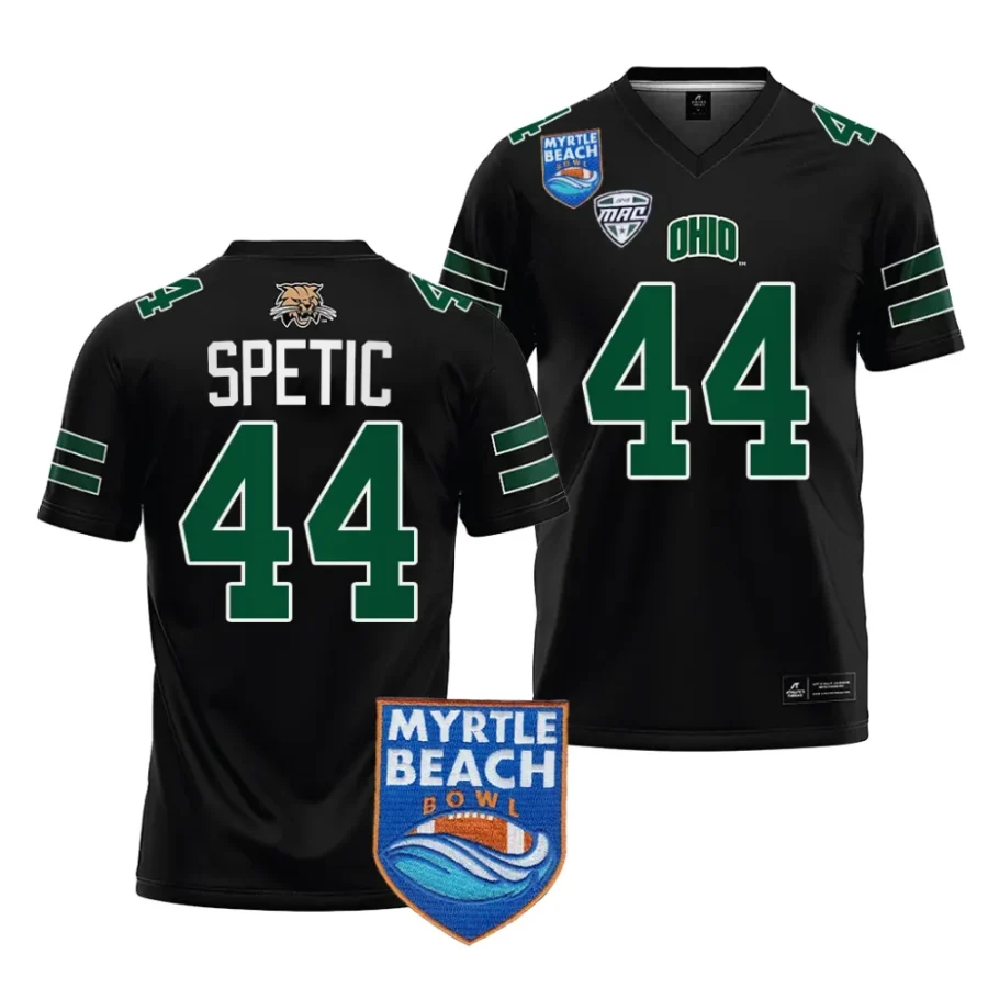 men ohio bobcats gianni spetic black 2023 myrtle beach bowl jersey scaled