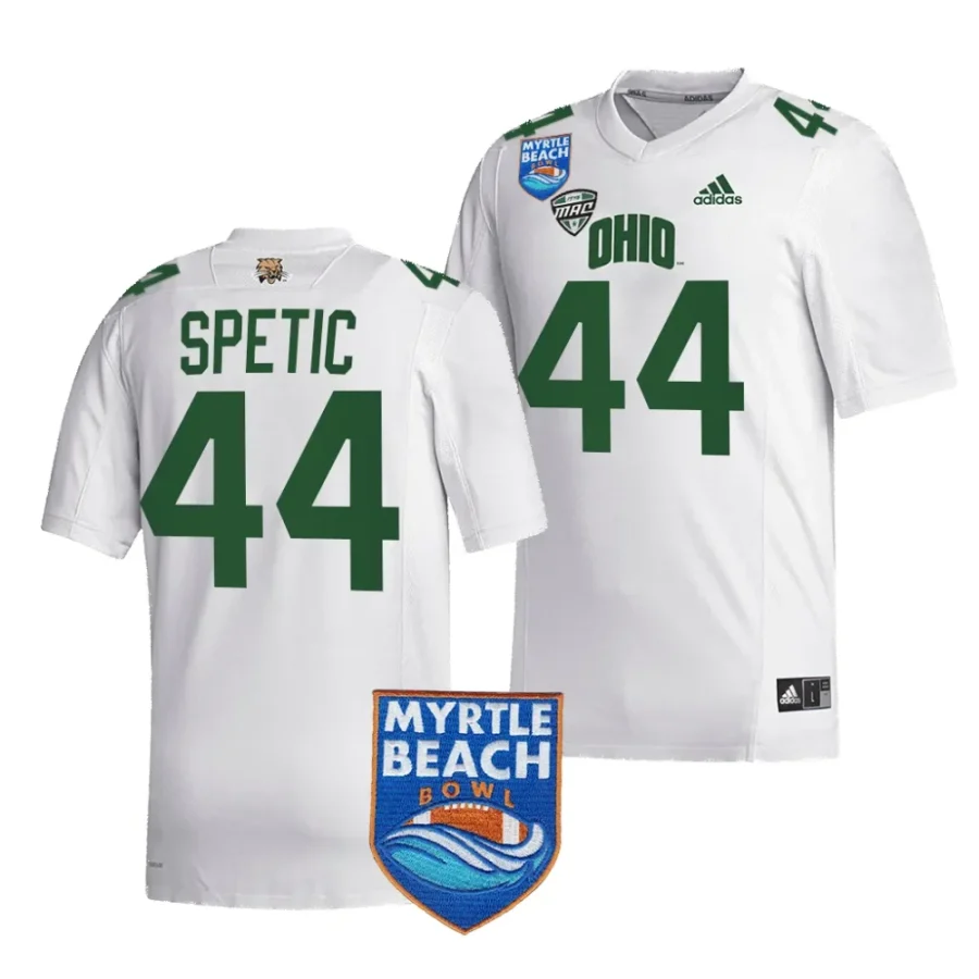 men ohio bobcats gianni spetic white 2023 myrtle beach bowl jersey scaled