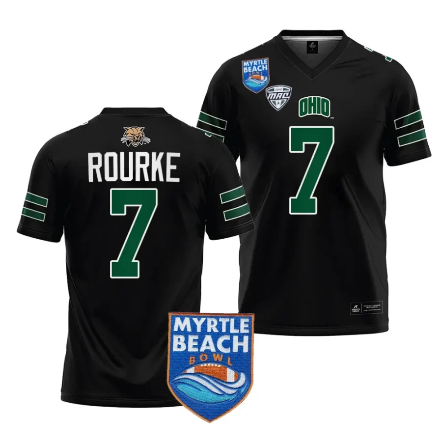 men ohio bobcats kurtis rourke black 2023 myrtle beach bowl jersey scaled